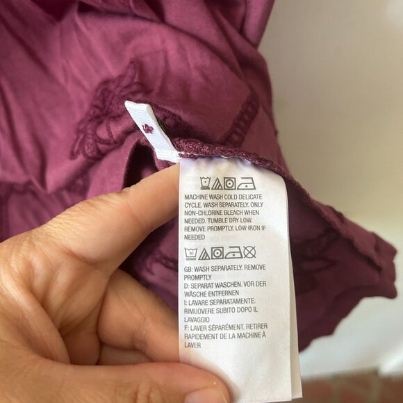 Logo Lori Goldstein Short Sleeve Top Womens Large Purple Keyhole Embroidered - Picture 5 of 8